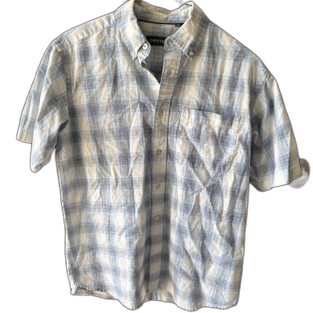 Orvis Sporting Tradition Men's Cotton Multicolors Button Down‎ SS Shirt Size Med